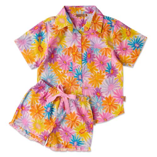 Kip&Co Petal Power Organic Cotton Short Sleeve Shirt & Short PJ Set